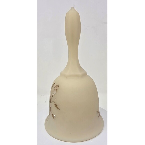 Vintage Fenton Art Glass Hand Painted Wild Flowers On Cameo Satin Bell Lisa G - Picture 5 of 9